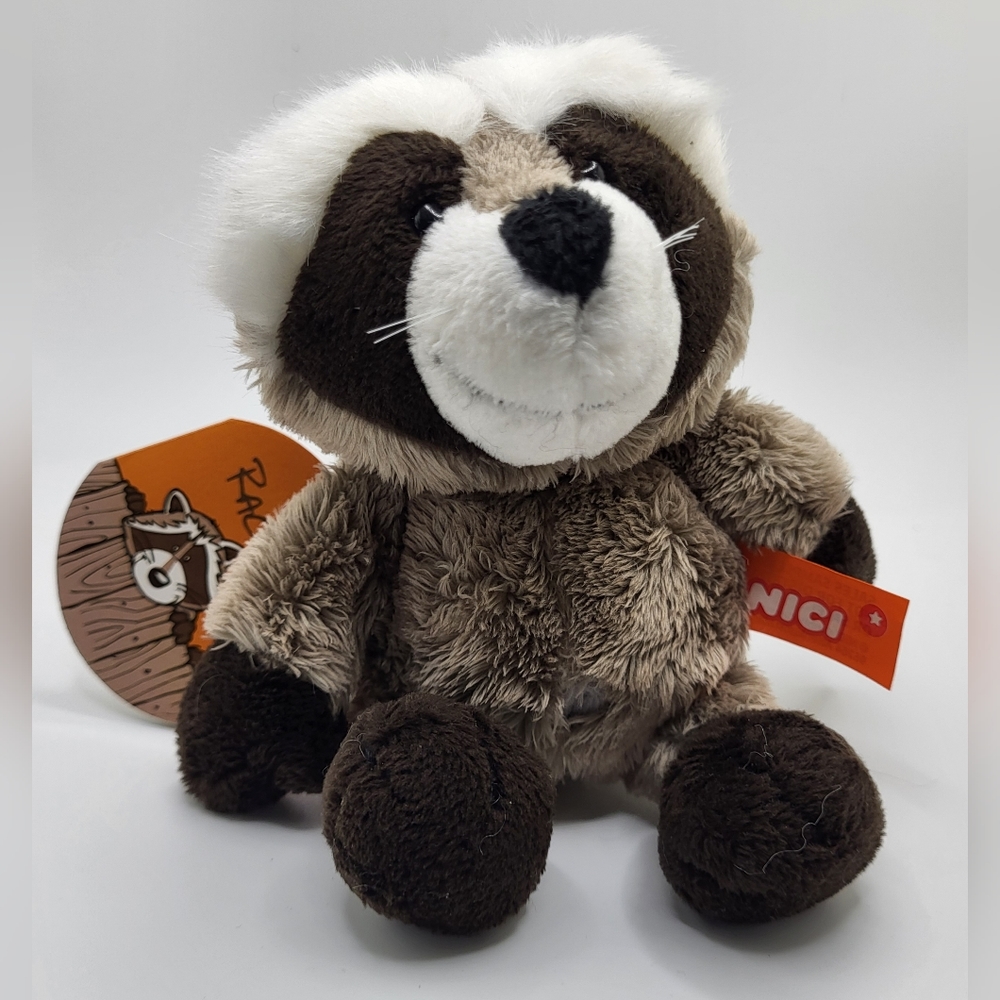NWT NICI Vintage 2008 German Plush Stuffed Animal Raccoon, Rare Sales Sample